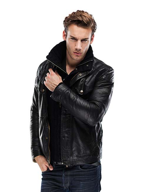 a black leather jacket